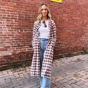 Free People Long Plaid Shirt